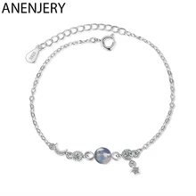 ANENJERY, тонкий браслет с Лунной звездой, градиентным кристаллом, цирконием, 925 пробы серебро, лабрадорит, браслет для девочек, подарки, S-B270