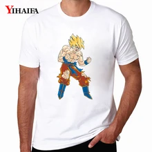 Casual Men T-Shirt Dragon Ball Goku Graphics Tees Short Sleeve White Casual Tops Mens Workout Shirts S-XXXL