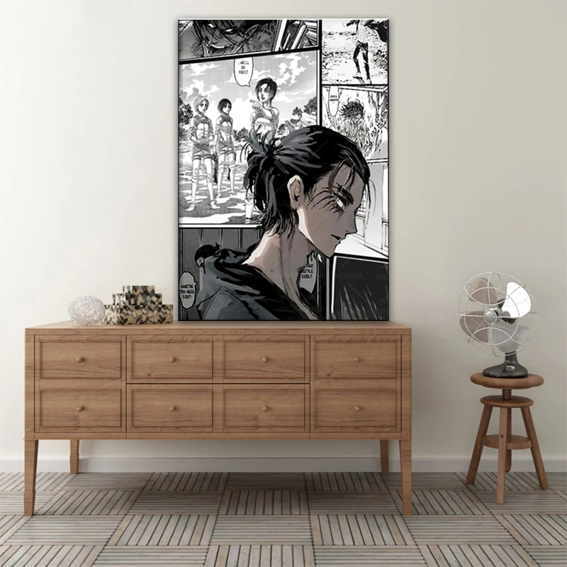 Eren Jaeger Long Hair Attack On Titan Season 4 Manga Canvas Decoration Prints Poster Pictures Home Decor Study Wall Art Painting Painting Calligraphy Aliexpress