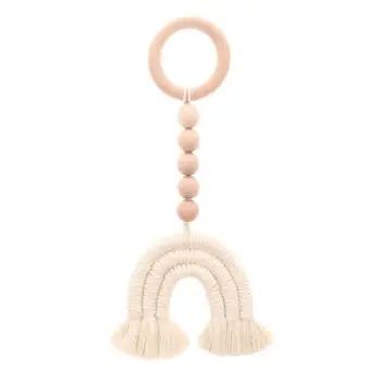 

Baby Wooden Teether Natural Wood Rattle Chewable Play Gym Stroller Toy Nursing Pendant Charms Teething Toys A2UB