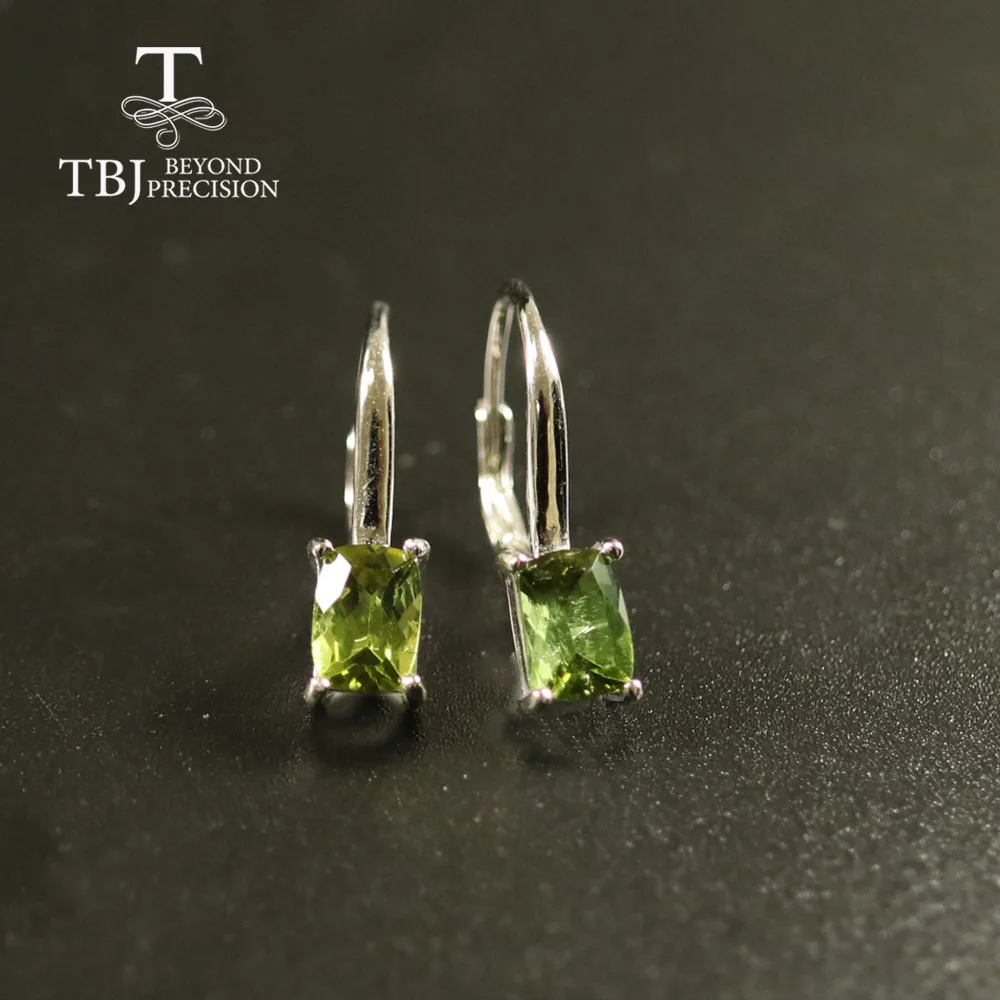 green 1 Натуральный 2ct Турмалин застежка серьги Бразилия Турмалин oct 5*7 мм драгоценный камень ювелирные изделия Твердые стерлингового серебра 925 для девочек tbj - Цвет камня: green 1