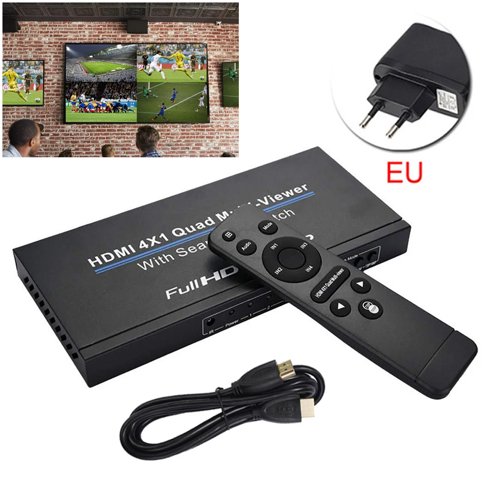 4X1 мульти-viewe HDMI Quad экран в режиме реального времени мультипросмотр с HDMI бесшовный коммутатор Функция полный 3D 1080P коммутатор для ПК