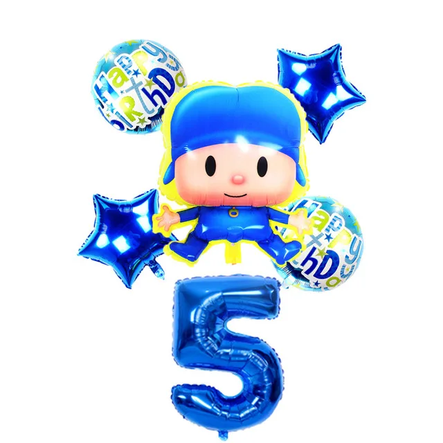 1 й синий Pocoyo День Рождения украшения Детские воздушные шары бэби Шауэр для