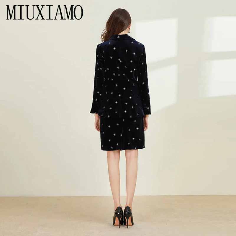 MIUXIMAO, осенне-весенний комбинезон, новинка, офисный женский вельветовый жакет, Повседневный, выше колена, два предмета, платье для женщин, Vestidos
