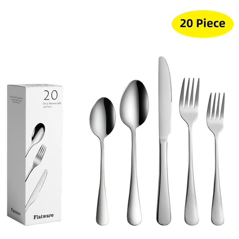 20pcs Silverware Flatware Cutlery Set Stainless Steel Dishes Utensils