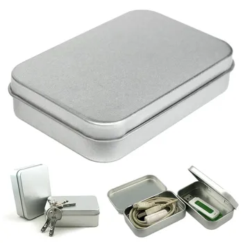 

New Empty Flip Storage Box Case Manager Small Metal Tin Cover Storage Box Rectangular Cosmetic Box Knife Holder Nail Tools