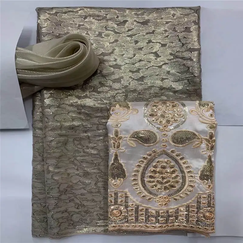 2+3.6+2 Yards Three-Piece Suit Silk Fabric 2022 High Quality Embroidery Printing Silk Fabric For Sewing Textile Material.N19 