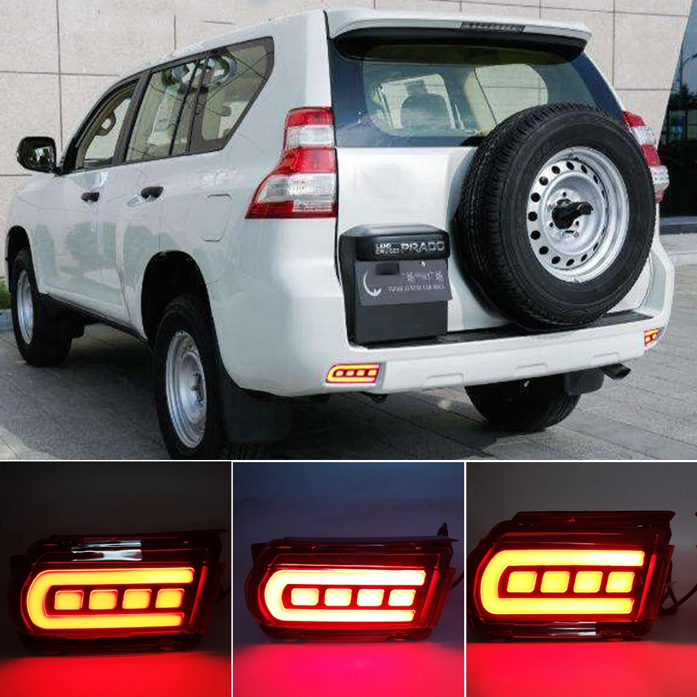 CSCSNL 2Pcs LED Reflector For Toyota Land Cruiser Prado 150 LC150 FJ150 GRJ150 2010-2019 Rear Bumper Tail Light Brake |