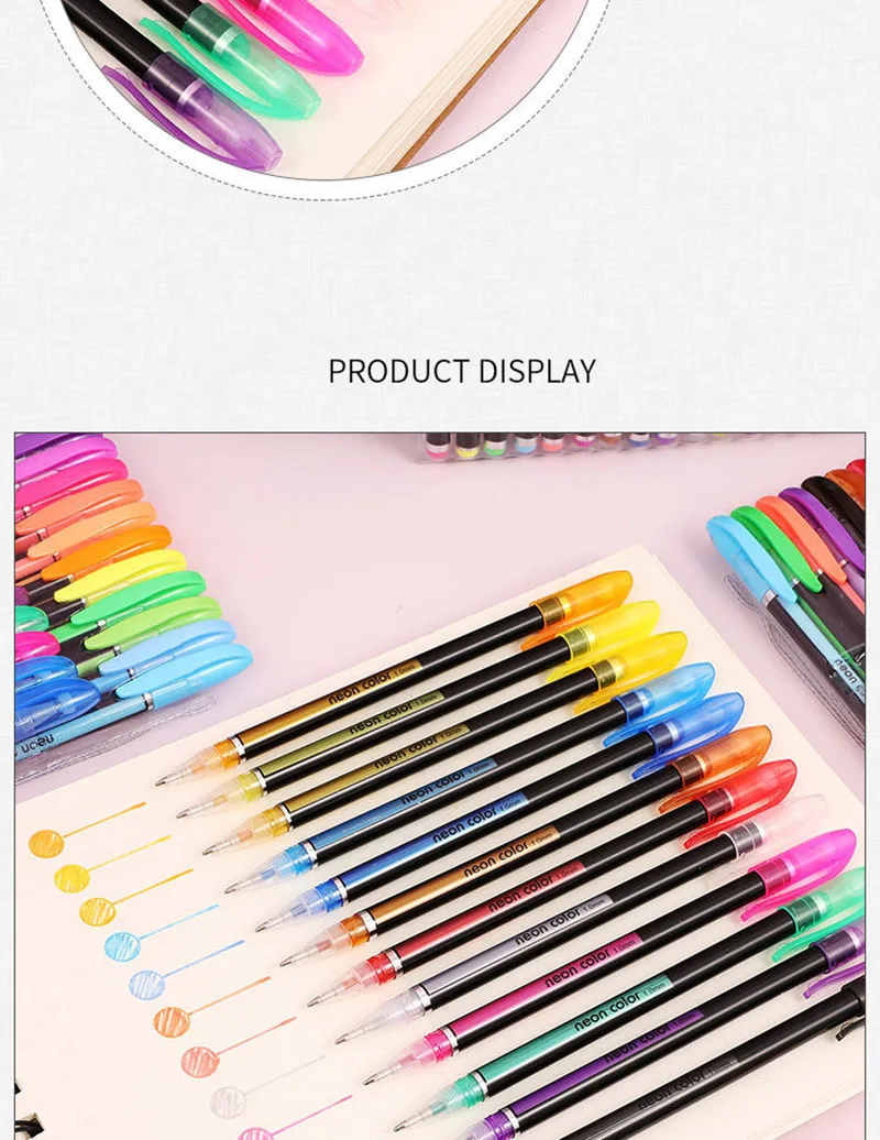 12 цветов 1,0 мм гелевые ручки набор для металлических/пастельных неоновых для блестящих эскизов рисунок цветная ручка манга школьные маркеры канцелярские принадлежности
