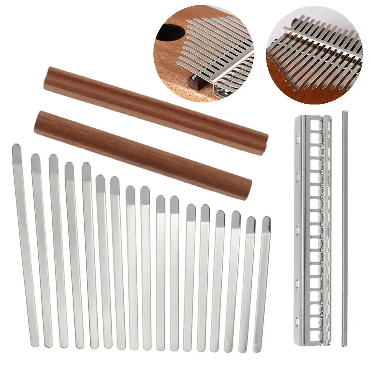 

DIY 17 Key Steel Keys Bridge Thumb Piano Kalimba Mbira Music Replacement Parts Accessories