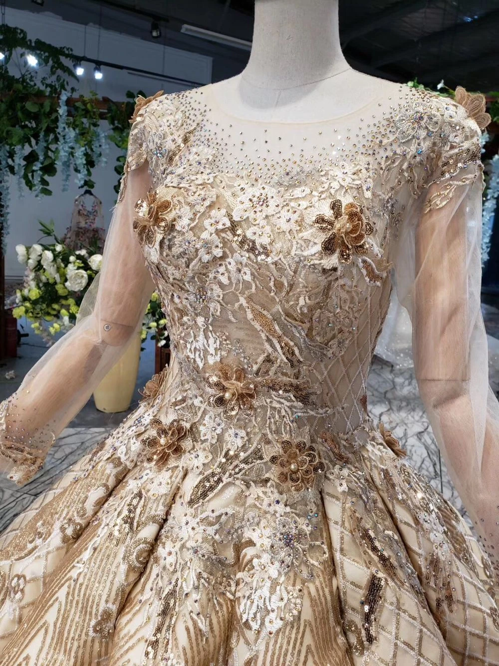 BacklakeGirls Vestido De Noiva Princesa,, на заказ, круглый вырез, шнуровка, блестки, Золотая аппликация, бальное платье, свадебное платье