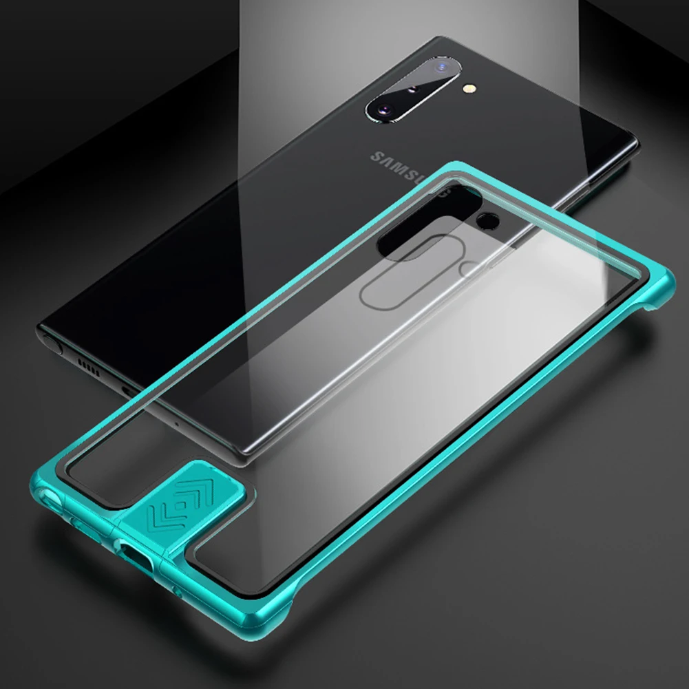 Metal Glass Phone Case for Samsung Galaxy Note 10 Plus Frameless Ultra Thin Cover Shell IPhone 11 Push Pull Lock Coque |
