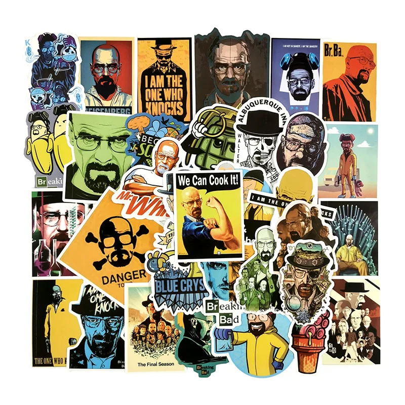 50Pcs American TV SHOW Breaking Bad Stickers For Skateboard Surfboard Decoration Laptop iPad Suitcases Luggage Bicycle Sticker