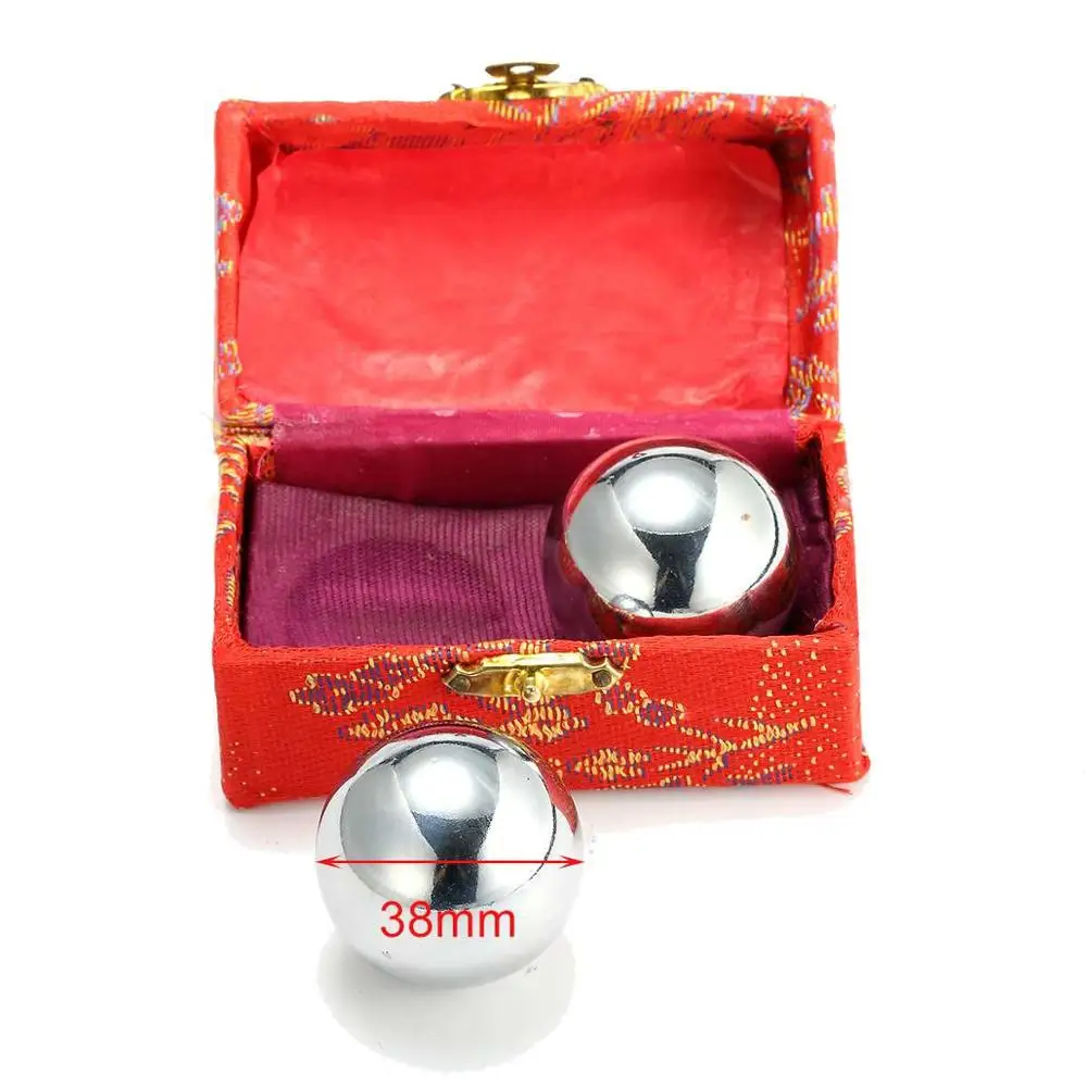 2X Chinese Baoding Balls Fitness Handball Health Exercise Stress Relaxation Therapy Chrome Hand Massage Ball 38mm