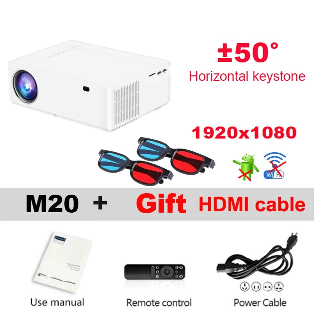Vivicine M19 Upgrade M20 новейший проектор 1080 p, опция Android 9,0 1920x1080 Full HD светодиодный Видеопроектор для домашнего кинотеатра - Цвет: M20 Basic