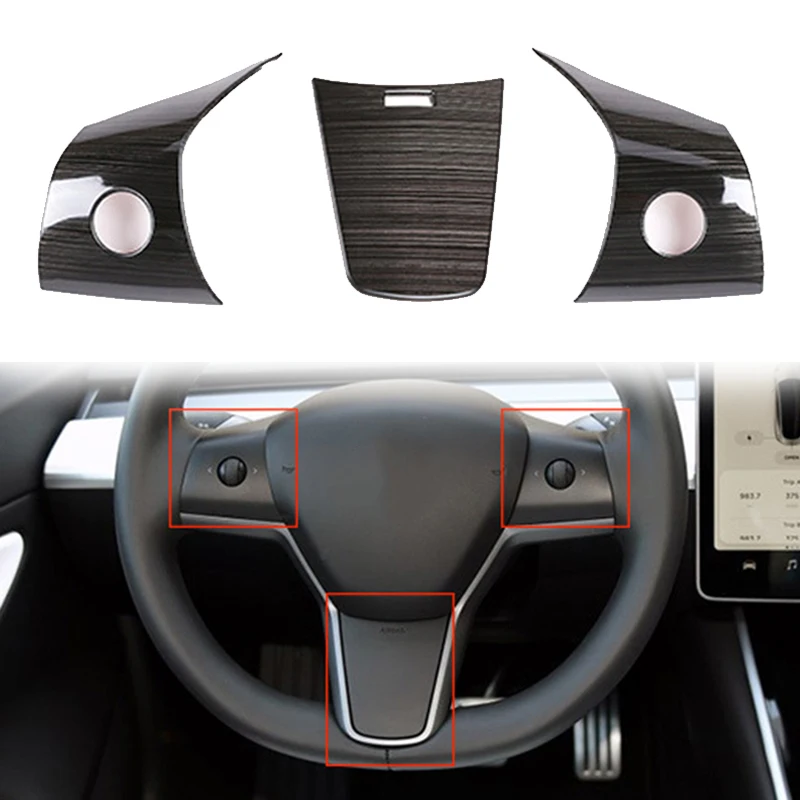 Черная крышка рулевого колеса из углеродного волокна для Tesla модель 3 17-19