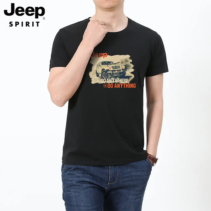 

Jeep Spirit summer loose short sleeve cotton soft and comfortable high quality men's T-shirt short sleeve printed clothes