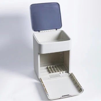 

41.5 x 30.3 x 30.3cm Multilayer Tableware Drain Storage Box Kitchen Utensils Drying Container with Cover and Drainboard