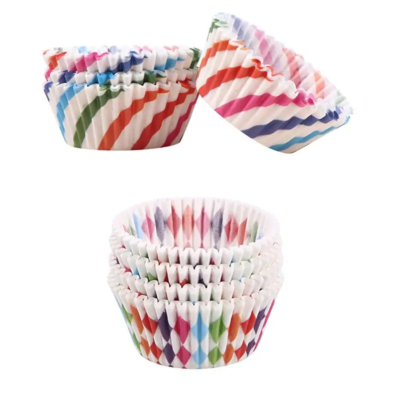 

200Pcs Rainbow Cupcake Paper Liners Muffin Cases Cup Cake Topper Baking Tray Kitchen Accessories Pastry Decoration Tools