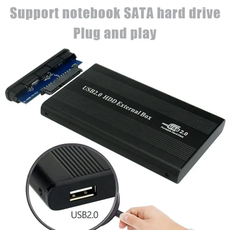 2 5 дюйма SSD жесткий диск чехол SATA USB2.0 HDD коробка Алюминий сплав Портативный