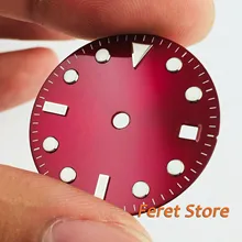 28,5 мм красный циферблат Белые Знаки синий светящийся циферблат Fit Miyota 8215 8205 Mingzhu 2813 3804 механизм p69