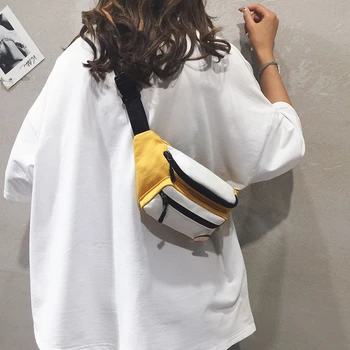 

2020 Summer Women's Chest Bag Tide Western Korean Style Of Canvas Bag All Matching Ins Messenger Bag Fashion Small Waist Bag