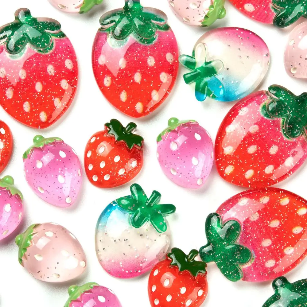 1 Box Resin Cute Fruit Cabochons with Glitter Powder For DIY Lovely Bracelet Phone Case Jewelry Making Accessories Mixed Color