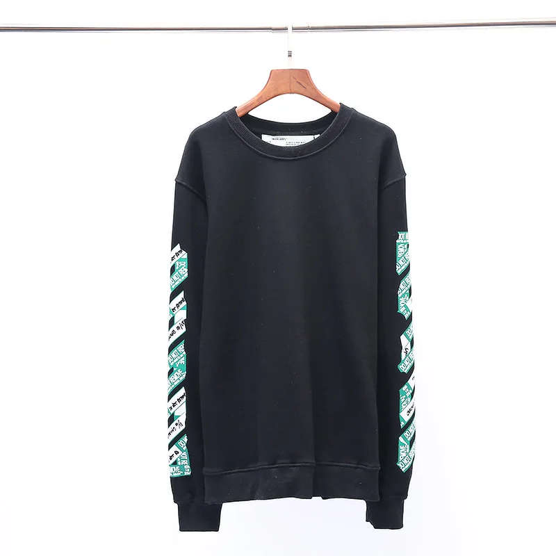 Off-white персональная стрелка-указатель Стикер Печать Большой размер Круглый вырез уличная спортивная женская мужская Толстовка