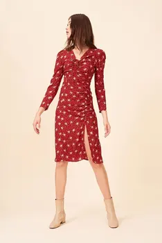 

2020 Summer French Elegant Drawstring Wrinkle Asymmetry Dress 93288