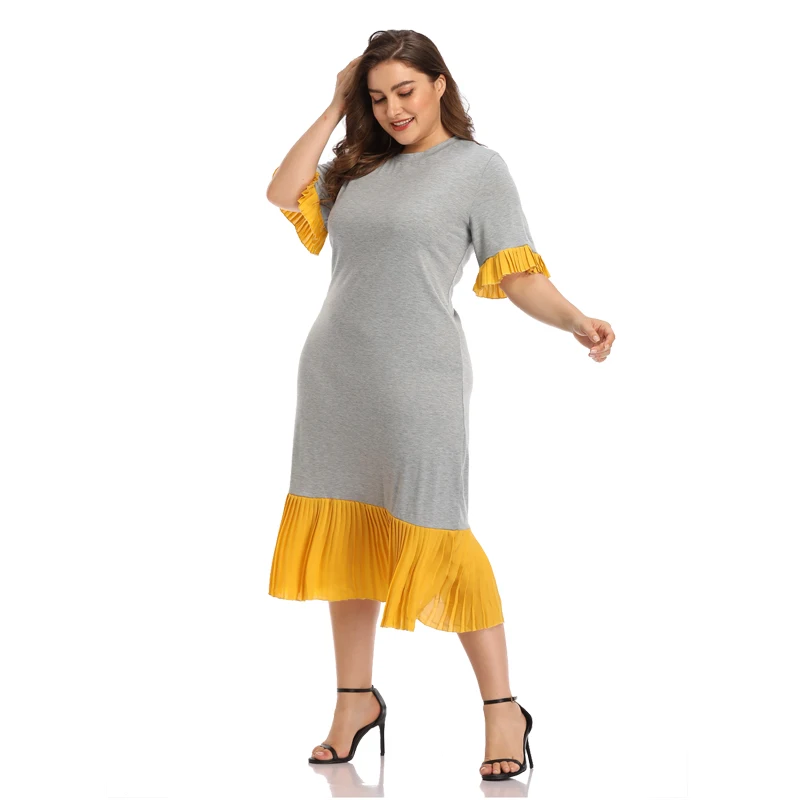 ECOBROS платье большого размера для женщин свободное элегантное лоскутное длинное платье жир мм плюс размер женская одежда платье vestidos