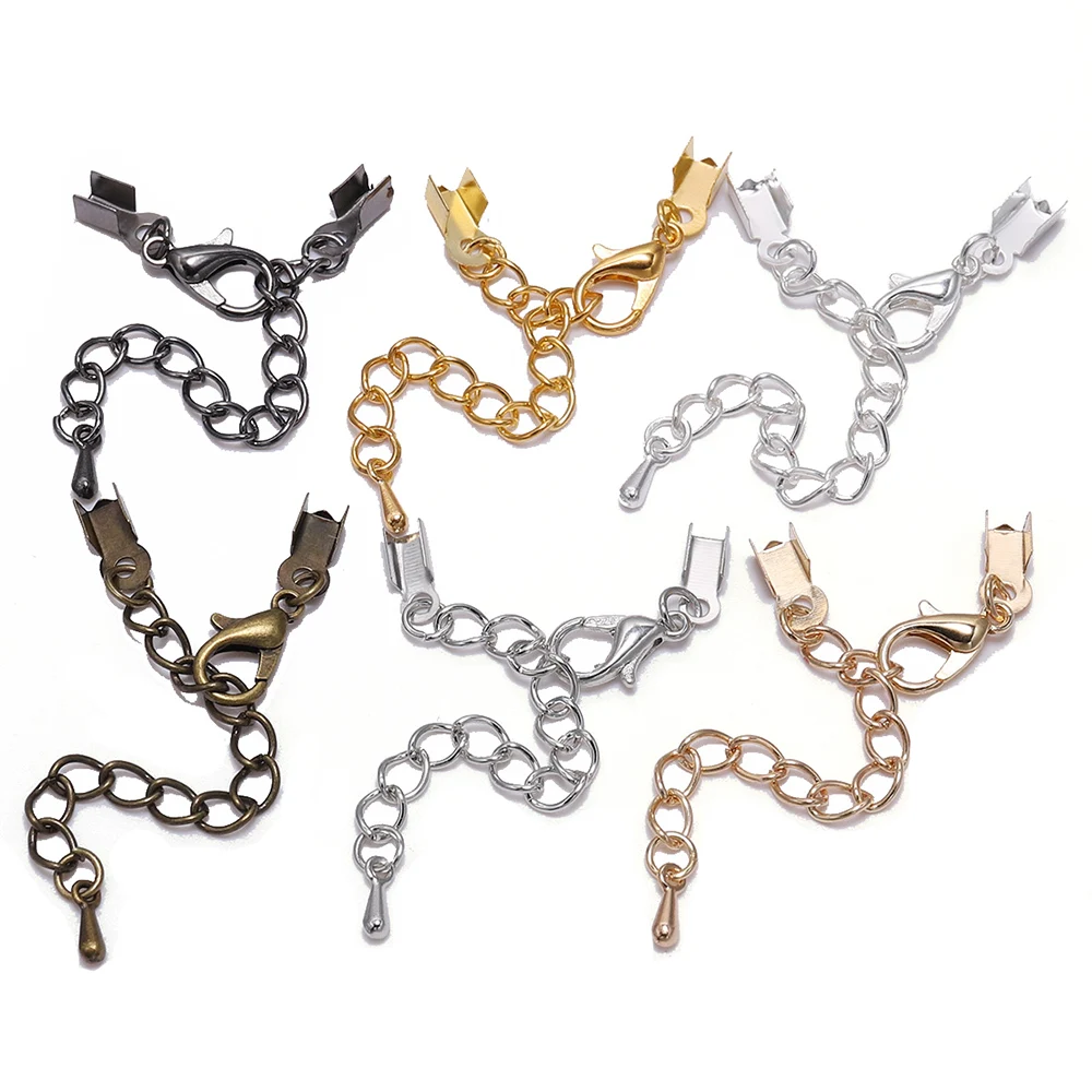 

10pcs/lot 3 4 5 8mm Cord Clips Extender Chain Connectors Findings Lobster Clasp For Jewelry Making DIY Bracelet Cord