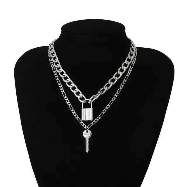 KunJoe 2021 New Hip Hop Bling Lock Pendant Choker Iced Out Shiny Cubic Zircon Necklace For Men Charm Jewelry Fashion Punk China X00414 silver
