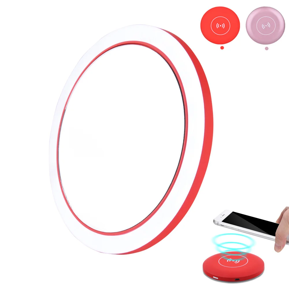 

Vanity Led Makeup Mirror with Light for Travel Qi Wireless Charger Touch Sense Portable Mini compact Cosmetic Tools