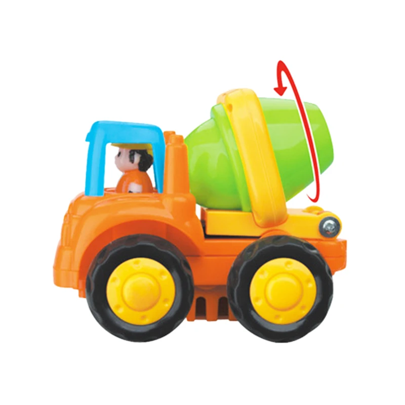 Мультипликационный фрикционный игрушечный автомобиль для малышей 4 упаковки, самосвал, бетономешалка, бульдозер, трактор, игрушечные грузовики, игрушки для малышей