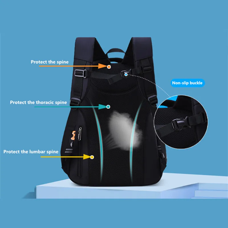 primary child school backpacks boys bookbag student luminous backpack large waterproof backpack for school teen boy schoolbag 5