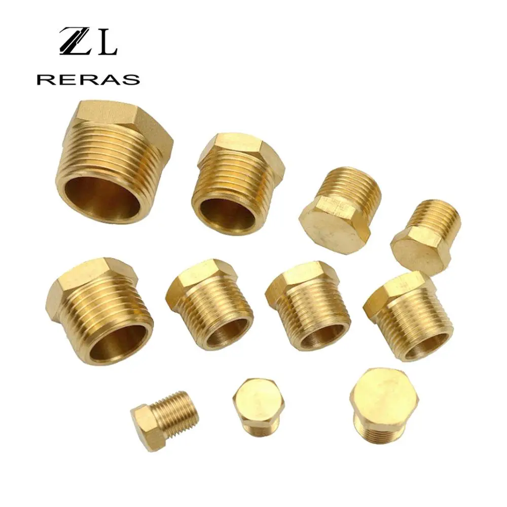 Латунная Труба 1/" 1/4" 3/" 1/2" 3/" с наружной резьбой, медная Шестигранная головка, латунная Концевая заглушка, фитинг, соединитель, адаптер