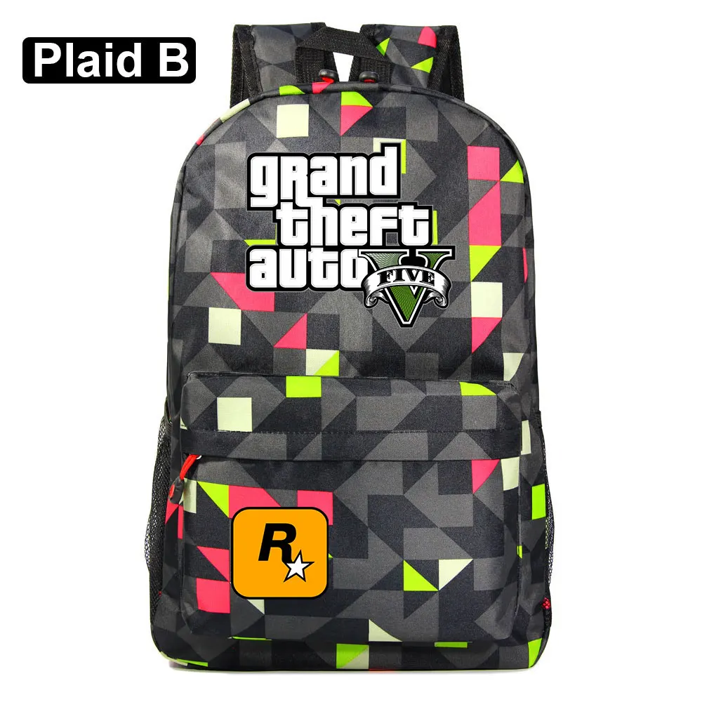 Модная популярная игра GTA5 Grand Theft Auto V мальчик девочка книжный школьный рюкзак женская сумка пакет школьная сумка для подростков мужской студенческий рюкзак - Цвет: 11
