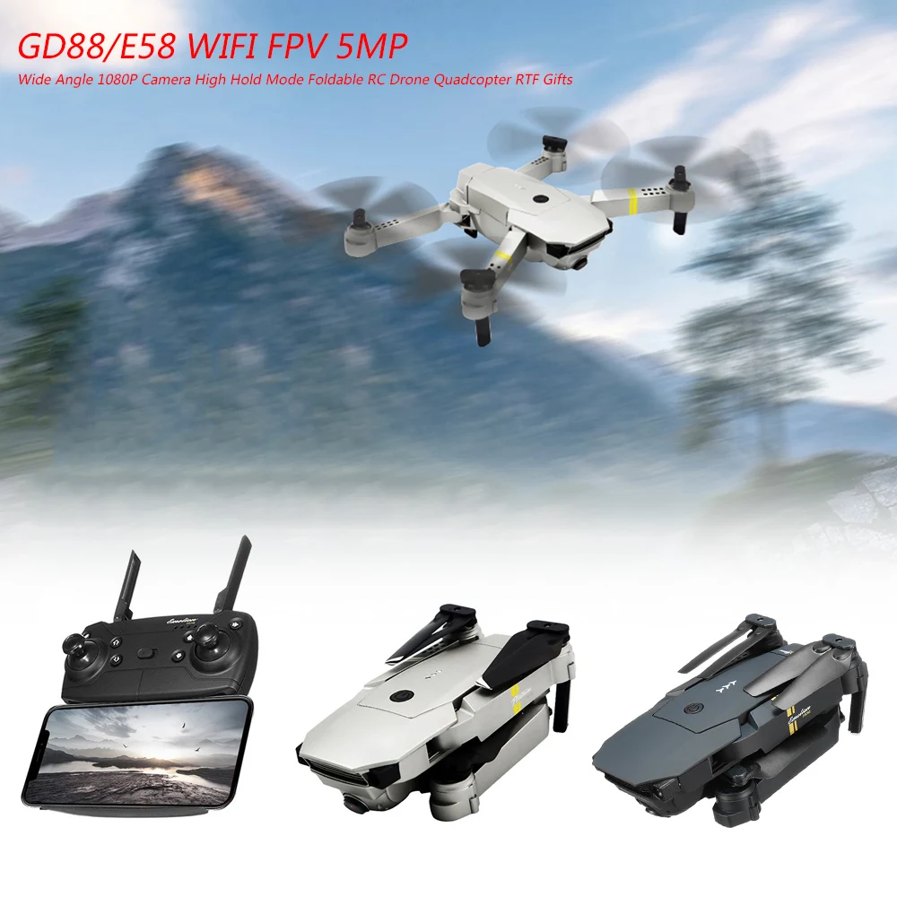 Willkey E58 HD 1080P камера Дрон Wi-Fi FPV с широкоугольным высоким держателем Складная рукоятка RC Квадрокоптер игрушка Дрон RTF с сумкой в подарок