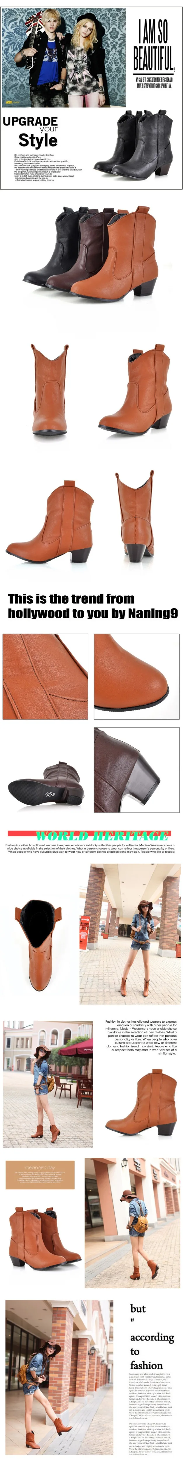 Free Shipping New Western Boots Cowboy Boots Women Ankle Boots For Women Winter Boots Women Fashion Botines Mujer