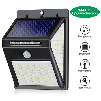 

144 LED Solar Light Outdoor Solar Lamp PIR Motion Sensor Solar Powered Sunlight Wall Lamp Light for Garden Decoration