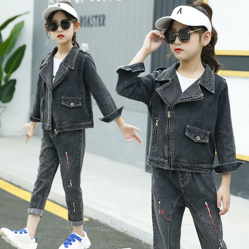 

Children Clothing Set for Girls Outfits Denim Jacket + Jeans 2pcs Spring Autumn Costume Teenage Kids Suit for 4-12 Years