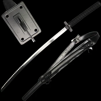 

Free Shipping Cosplay Real Steel Black Katana 41' Animation Samurai Swrod Props with Black Fake PU bag Decorative Metal tools