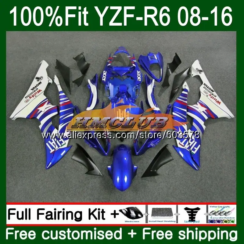 Инъекций для YAMAHA YZF600 YZF R6 2008 57CL. 5 Хороший Синий YZF 600 R 6 YZF-R6 YZFR6 08 09, 10, 11, 12, 13, 14, 15, 16 лет обтекатели