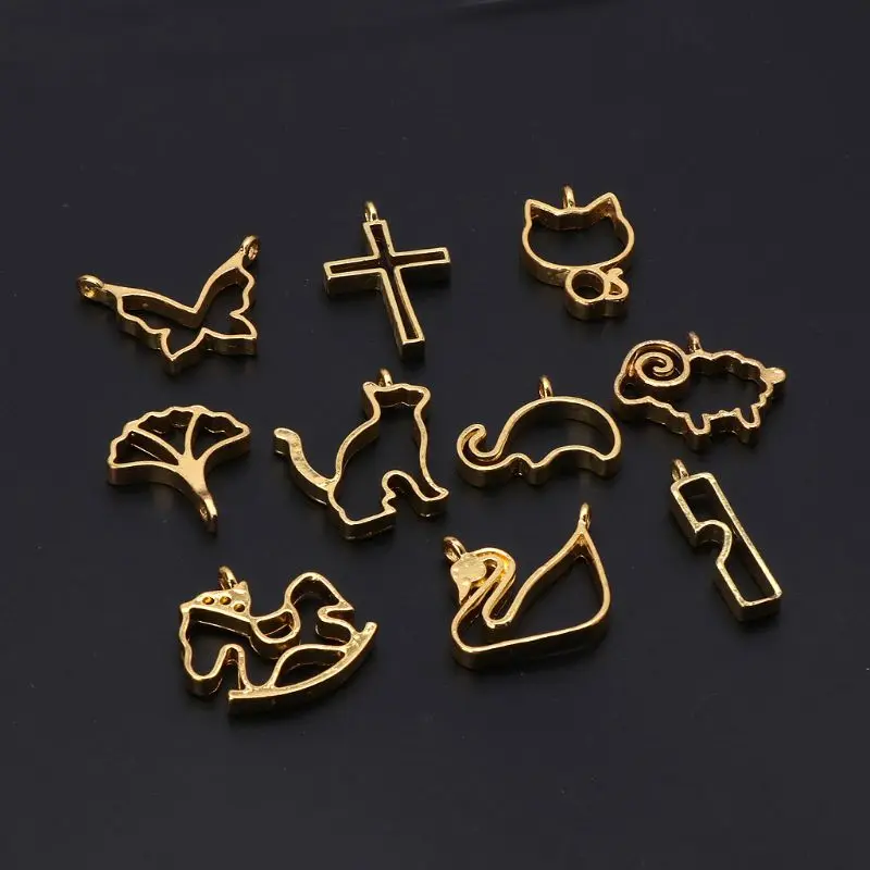 Swan Cat Butterfly Resin Frame Open Bezels Setting Blanks Pendant Jewelry Making