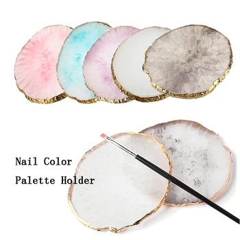

5 Colors Natural Resin Nail Color Palette Holder Stand Nail Gel Polish Holder Drawing Color Showing Shelf Dish Glue DIY Display
