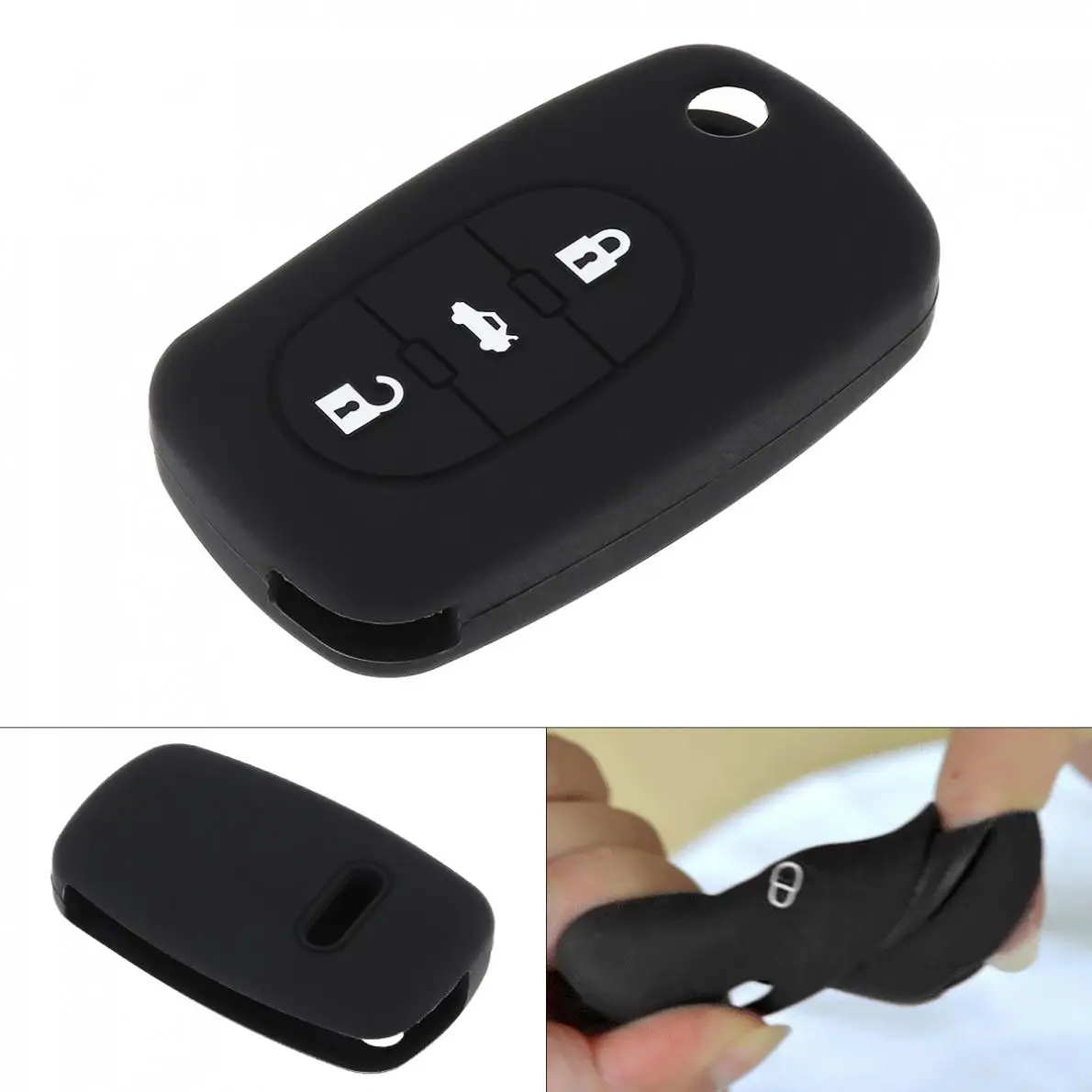 

3 Buttons Silicone Flip Folding Car Key Case Protector Holder Fit for Audi A3 / A4 / A6 / A8 / A8 Quattro / TT / RS4 1997-2005