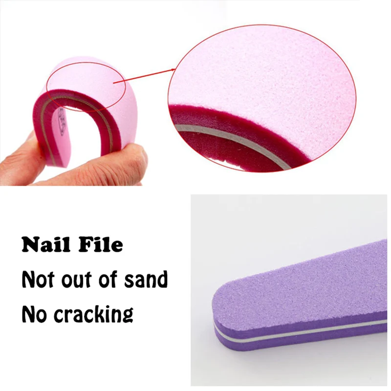 10pcs Double Side Nail Files Buffer 100/180 Trimmer Nail Buffer Angle Nail Art Tools Washable Buffing File Sponge