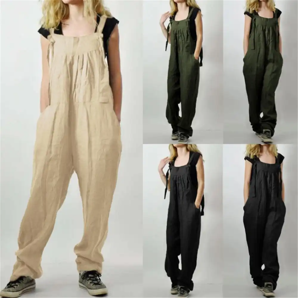 oversized linen dungarees