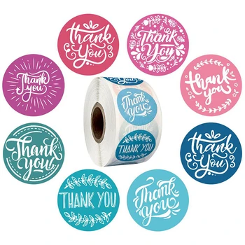 

Thank You Sticker Seal Labels Round Multi Color Design 500pcs Labels Sticker Per Roll for Cute Scrapbooking Stationery Sticker