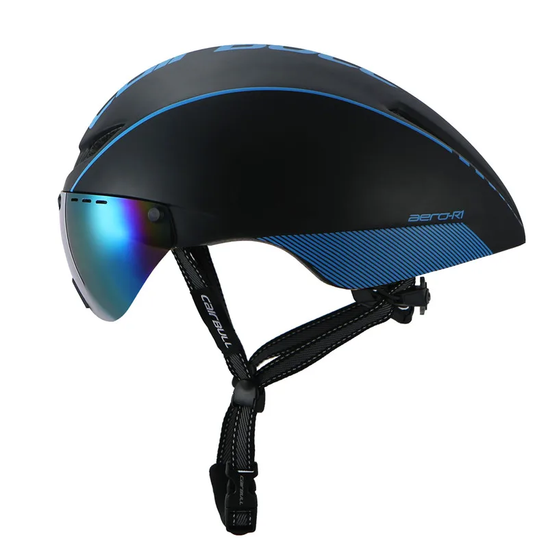 Для прогулок, верховой езды, езды на велосипеде шлем с объективом TT спортивный Сверхлегкий вездеход XC TRAIL велосипедный шлем для горного велосипеда в форме шоссейного велосипеда шлем - Цвет: Black Blue